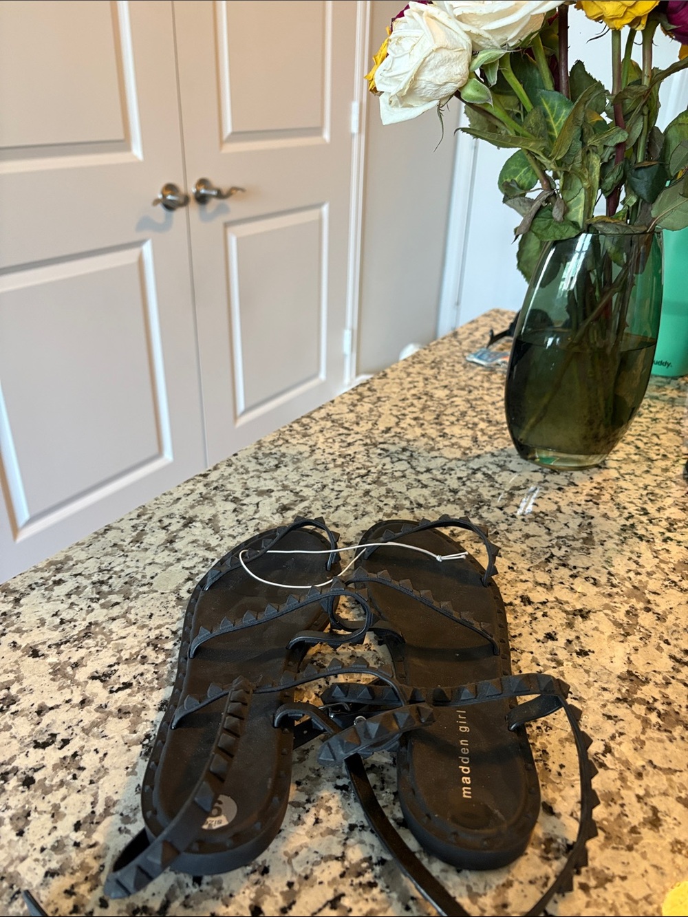 Madden Girl Black Pyramid-Stud Lace-Up Sandals - Picture 1 of 5